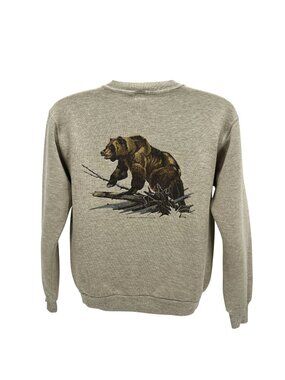Vintage Russell Athletic Adult Medium Sweatshirt Alaska 1984 Bear Heather Tan